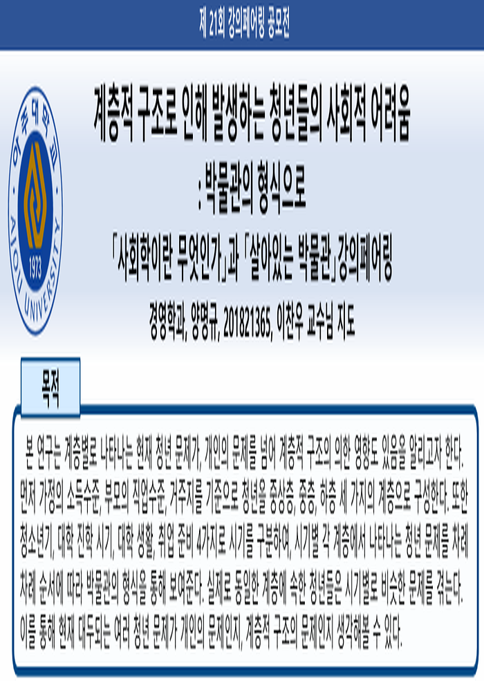 계층적 구조로 인해 발생하는 청년들의 사회적 어려움: 박물관의 형식으로